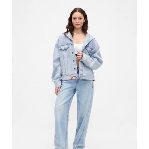 NWT BÉIS Beis x Gap Oversized Denim Jean Cocoon Jacket Coat - Picture 3 of 8